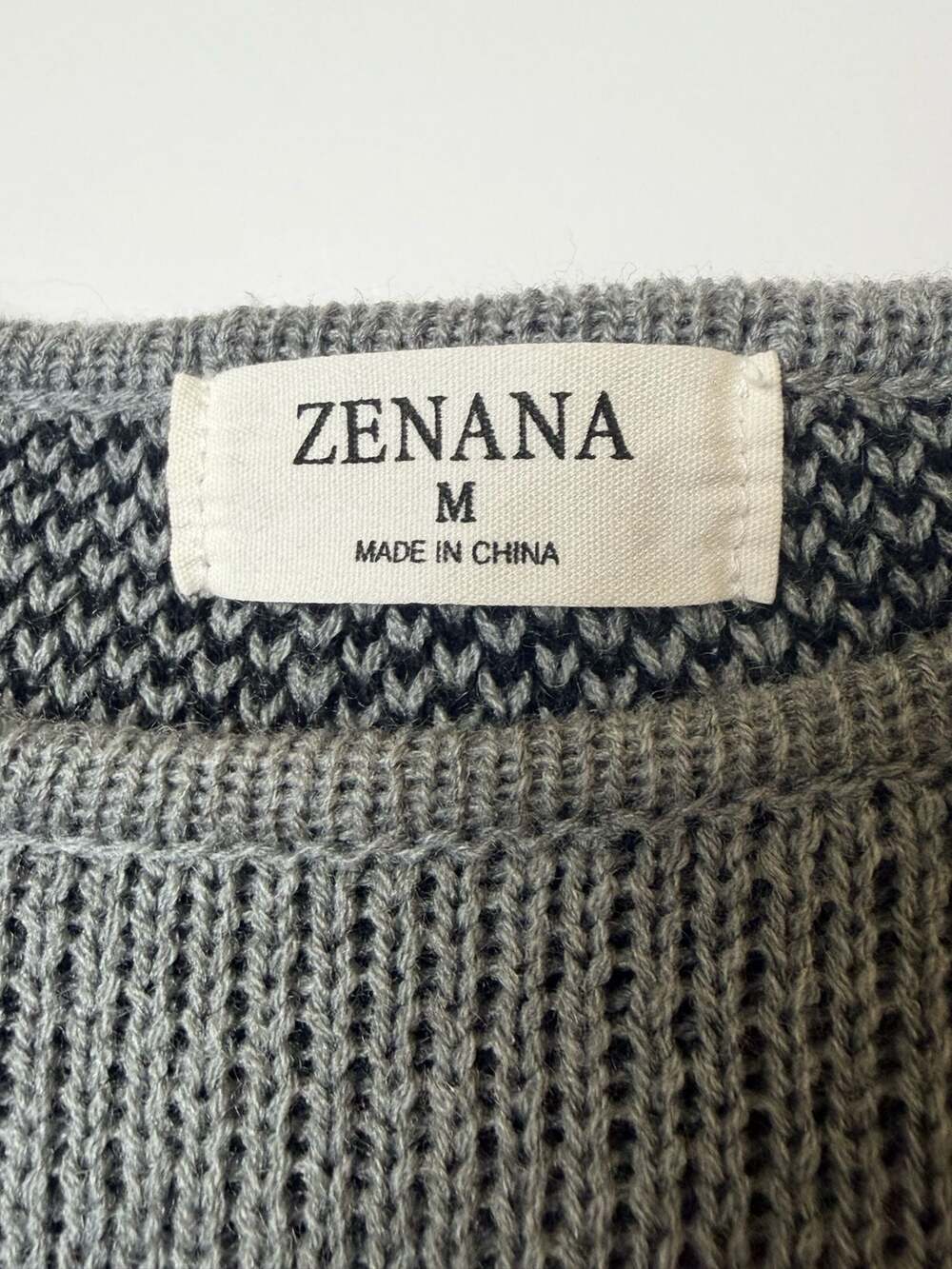 Zenana Distressed Star Knit Sweater Gray Black Long Sleeve Women’s Medium - Picture 4 of 11